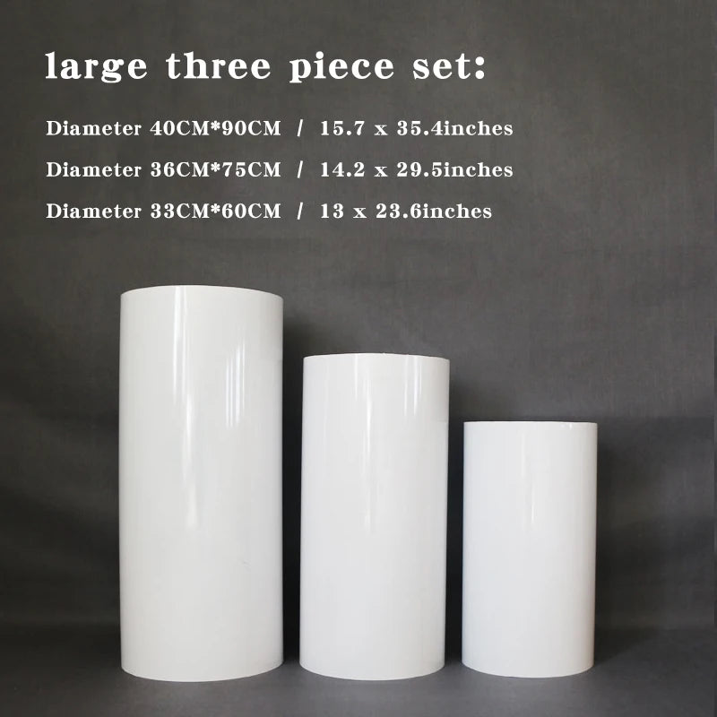 Hot 3/5pcs Round Cylinder Pedestal Display White Gold Art Decor Cake Stand Plinths Pillars for DIY Wedding Party Decorations