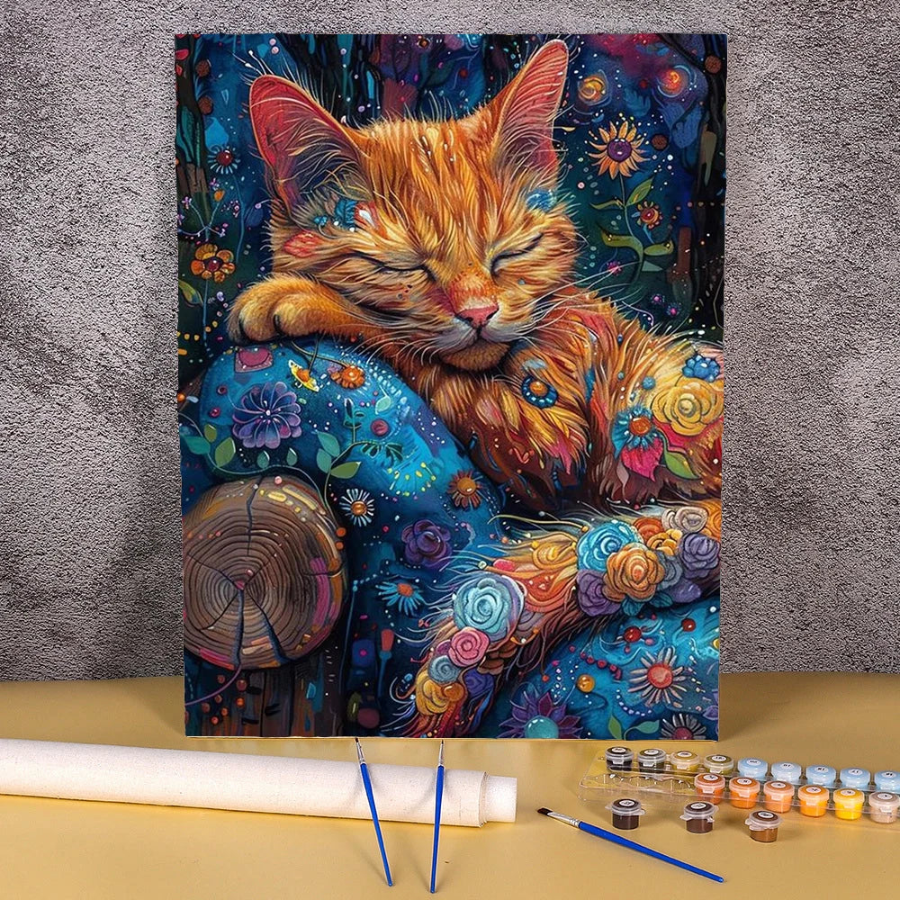 Cartoon Cat Oil Pictures By Numbers Abstract Paintings On Canvas Animal Acrylic Paint By Number For Home Wall Art Decor