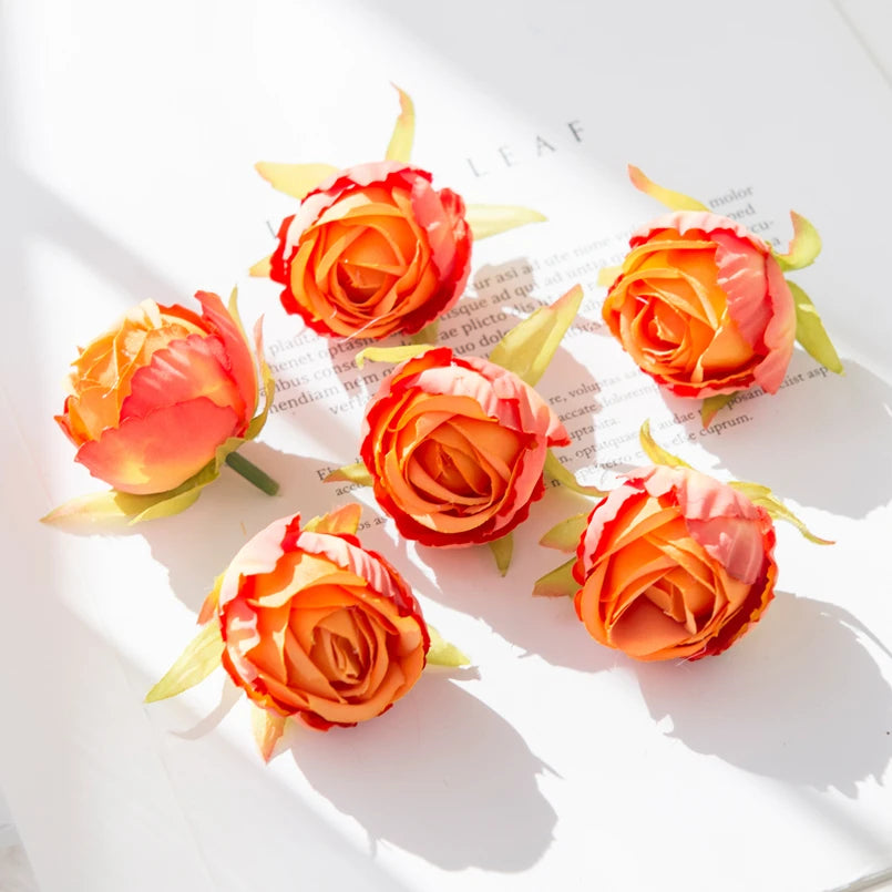 Cheap Silk Tea Buds Roses Head Wedding Decorative Wreaths Christmas Decorations for Home Diy Gift Fake Plants Artificial Flowers