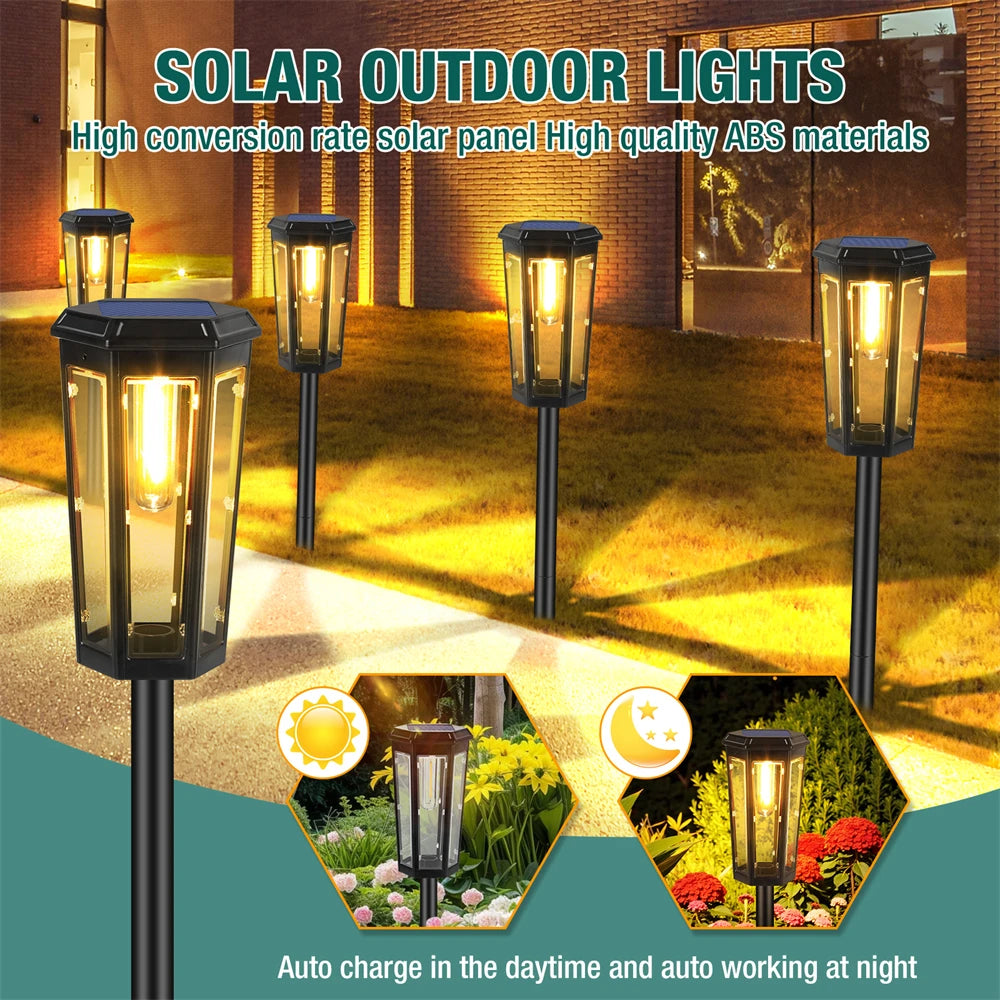 1/4/6 Pack Solar Pathway Lights Outdoor Solar Lights IP65 Waterproof Garden Lights Outdoor Landscape Lamps for Lawns Patio Yard