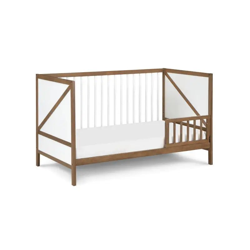 3-in-1 Crib Walnut White - Convertible Baby Bed with Storage and Mattress Options