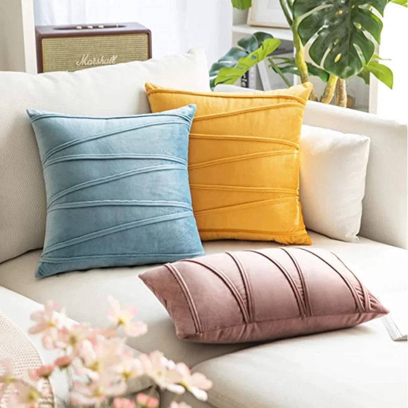Velvet Fall Pillow Covers Mustard Yellow Throw Pillow Covers Decorative Pillow Covers Cushion Case Cozy Modern Fall Decor Pillow