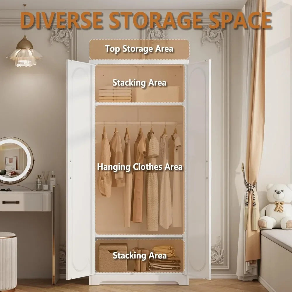 XMSJ Metal Armoire Wardrobe Closet For Hanging Clothes