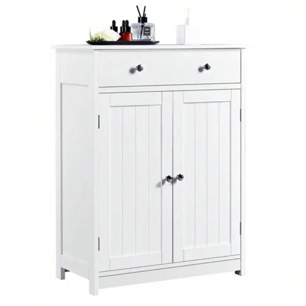 White Bathroom Floor Storage Cabinet With Drawer Kitchen
