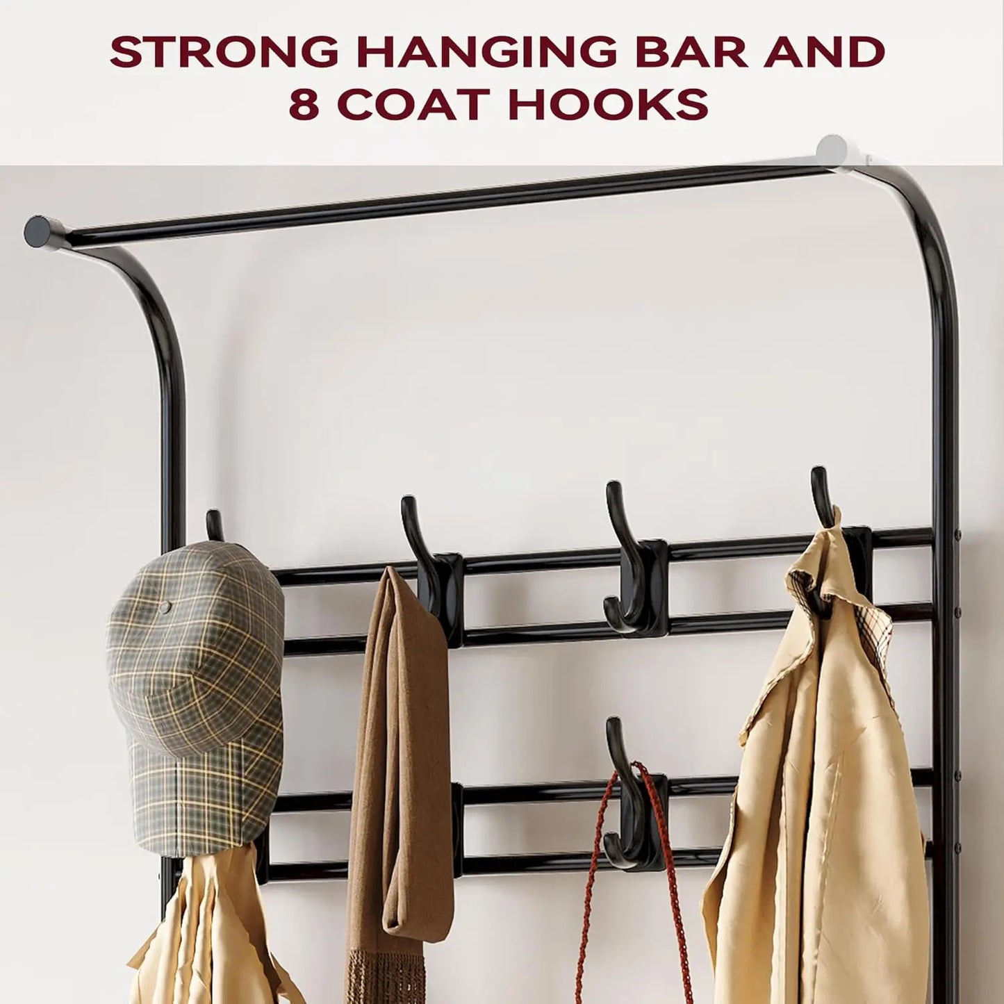Three In One Hall Tree With Shoe Rack And Coat Hooks