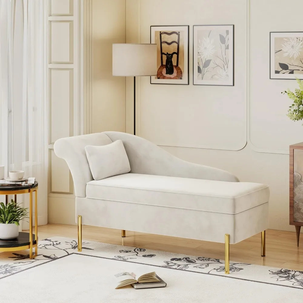 Velvet Chaise Lounge with Storage Function, Modern Upholstered Tufted Chaise Lounge, Indoor Sofa/recliner