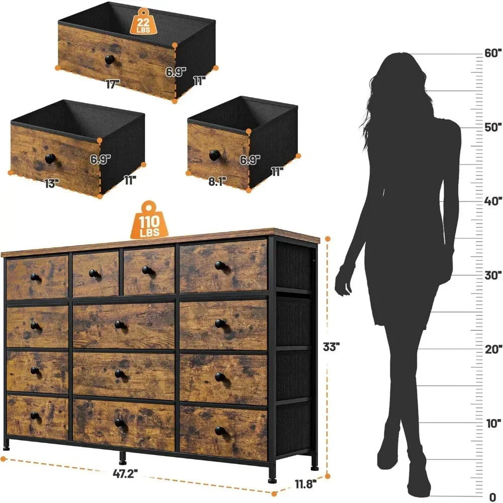 Bedroom Dresser With 13 Drawers Modern Storage Chest