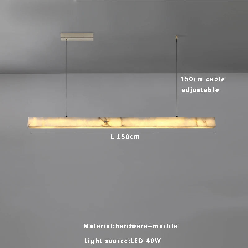 Natural Marble Ceiling Chandelier Luxury Long Stone Hanging Lamp Modern Art Decor Dining Room Kitchen Island Pendant Lamp