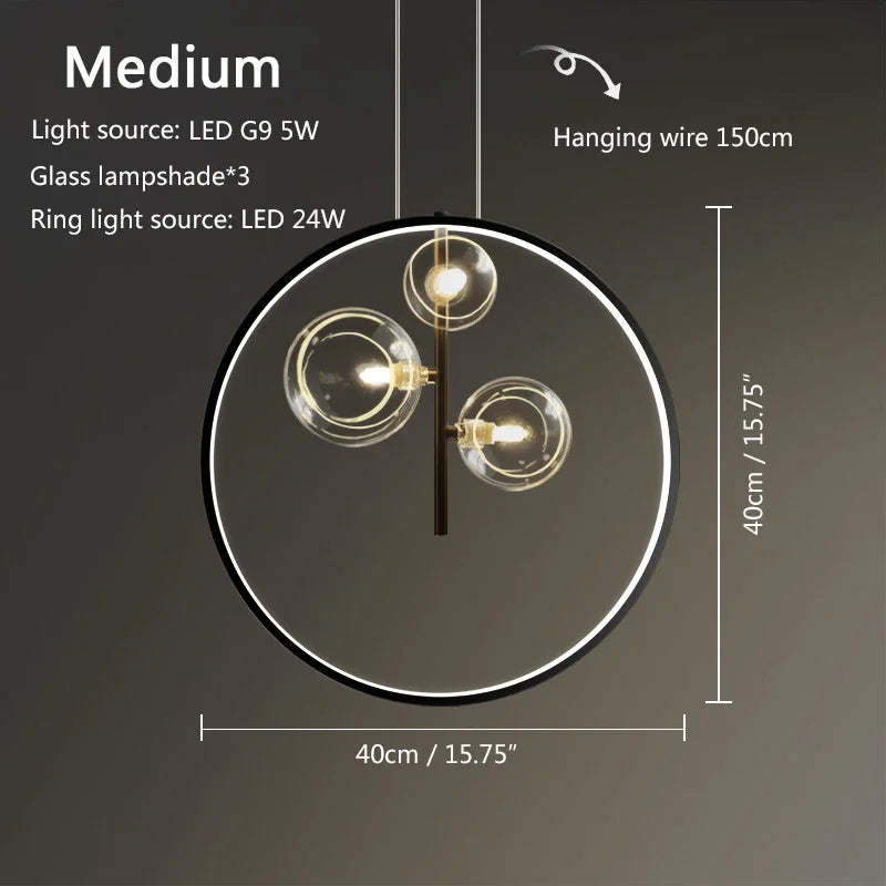 Round Glass Bubbles Chandelier For Living Room Dining Room Kitchen Table Bedroom Modern Glass Ball Pendant Lights Black