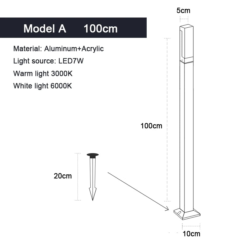 Waterproof IP65 LED Lawn Light 110V 220V Aluminum Acrylic Street light 30 40 60 80 100CM For Garden Courtyard Villa Lighting