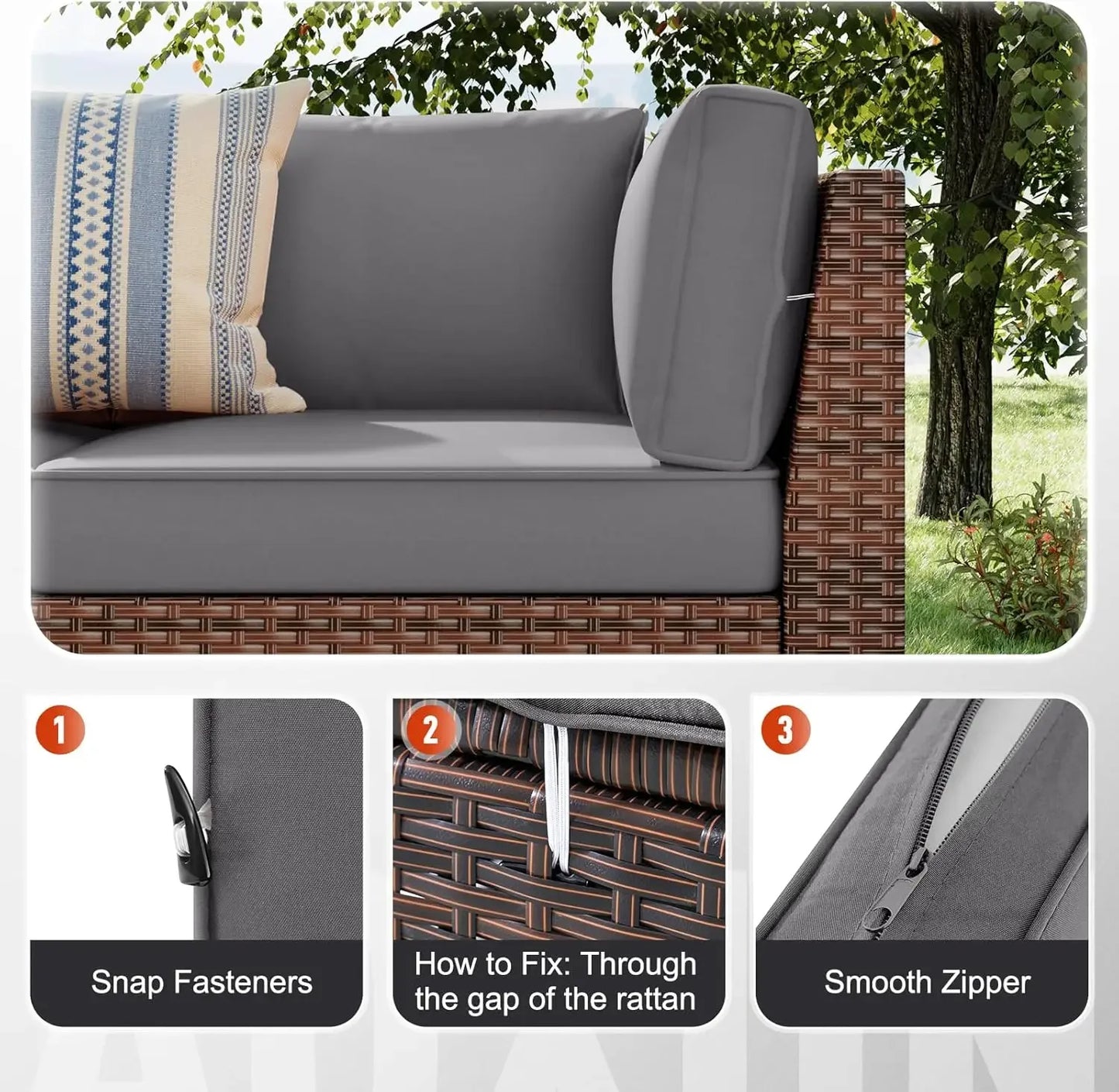 [Discounted Price!]Outdoor Replacement Cushions for Patio Furniture, Deep Seat Outdoor Cushions for 6-Seat Wicker Sectional