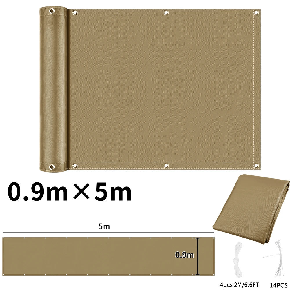 Balcony Privacy Screen Patio Fence Screen for Balcony Cover Waterproof Garden Sunshade Cloth with Grommets UV Protection Shelter