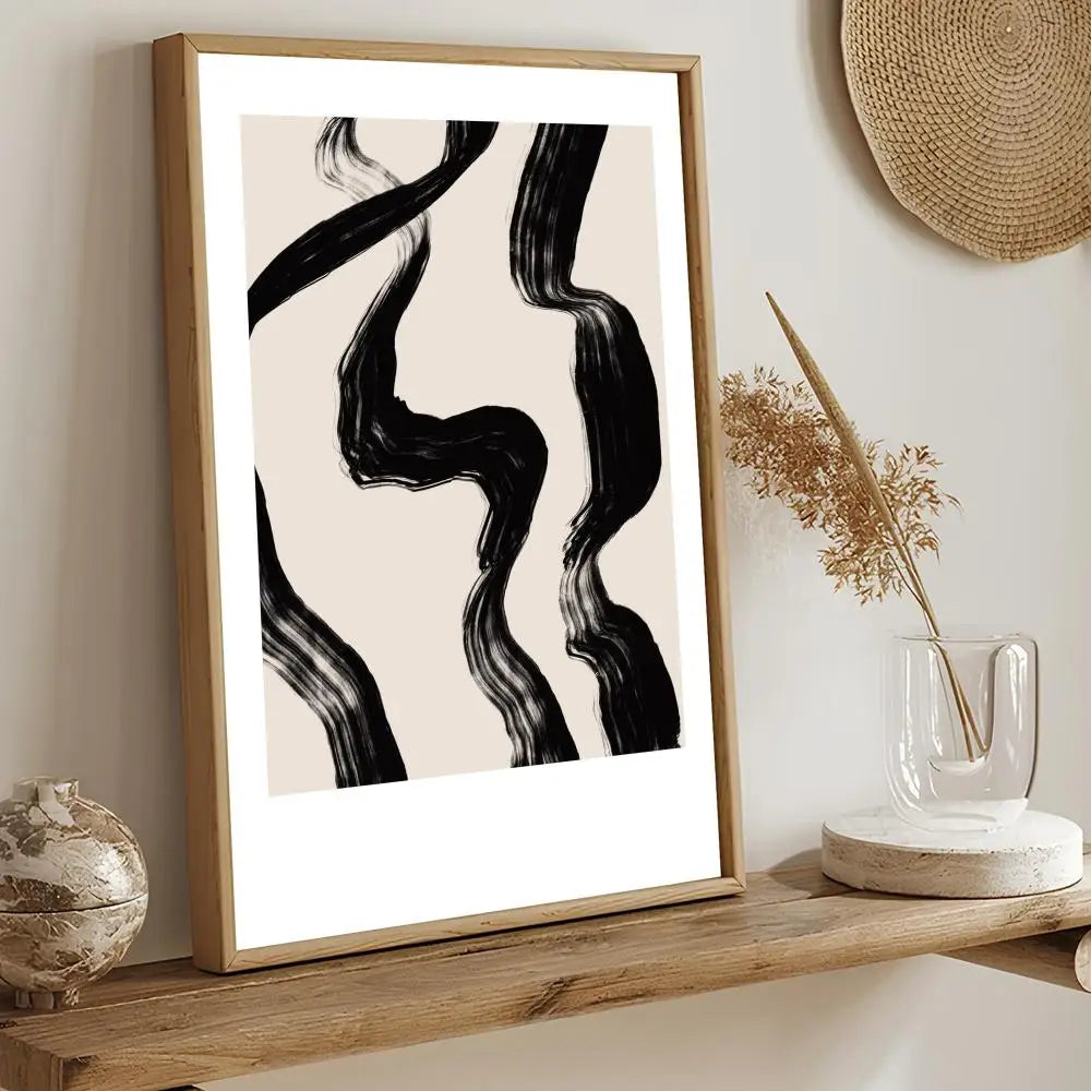 Black and White Artwork Painting Calligraphy Modern Aesthetic Canvas Wall Art Decor Print for Living Room Office Gallery Decor