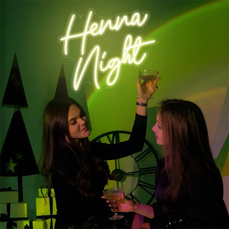 Henna Night Neon LED Signs, Wedding Signs, Bridal Decoration, Bedroom Party, Wall Art Decor, Wedding Supply