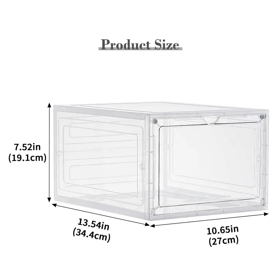 Storage Bins with Lids, 6 Pack Clear Plastic Storage Containers with Magnetic Acrylic Door, 19 Qt Stackable Storage Box for Home