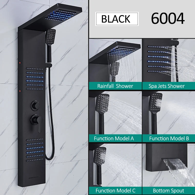 Quyanre LED Shower Panel Tower System With Triple Massage