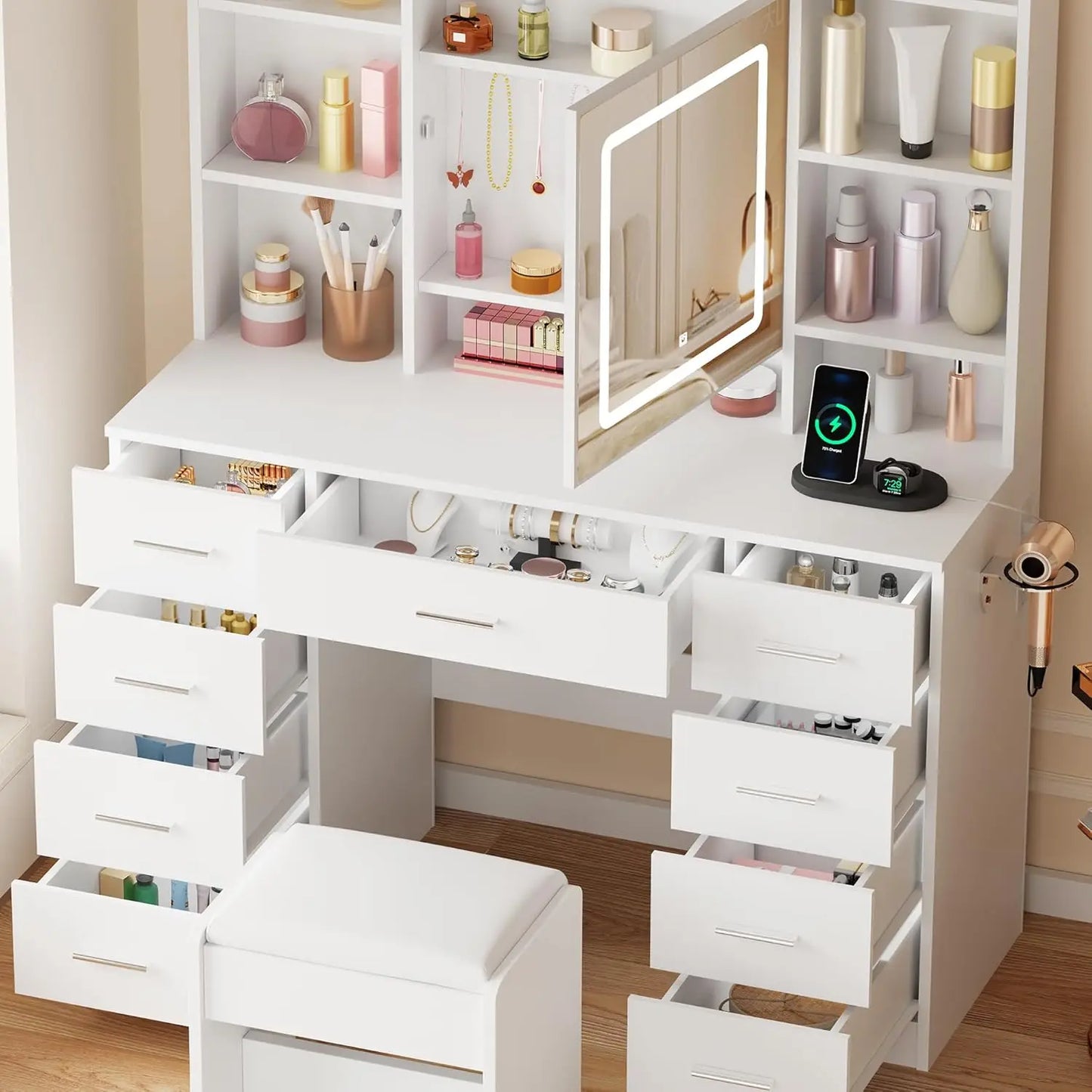 Vanity Desk With Mirror And Lights Makeup Vanity Table Storage