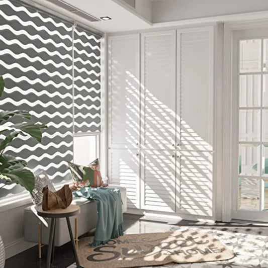 No Drill Cordless Zebra Blinds for Indoor Windows Dual Layer Light Control Roller Shades for Day and Night Light Filtering Shee