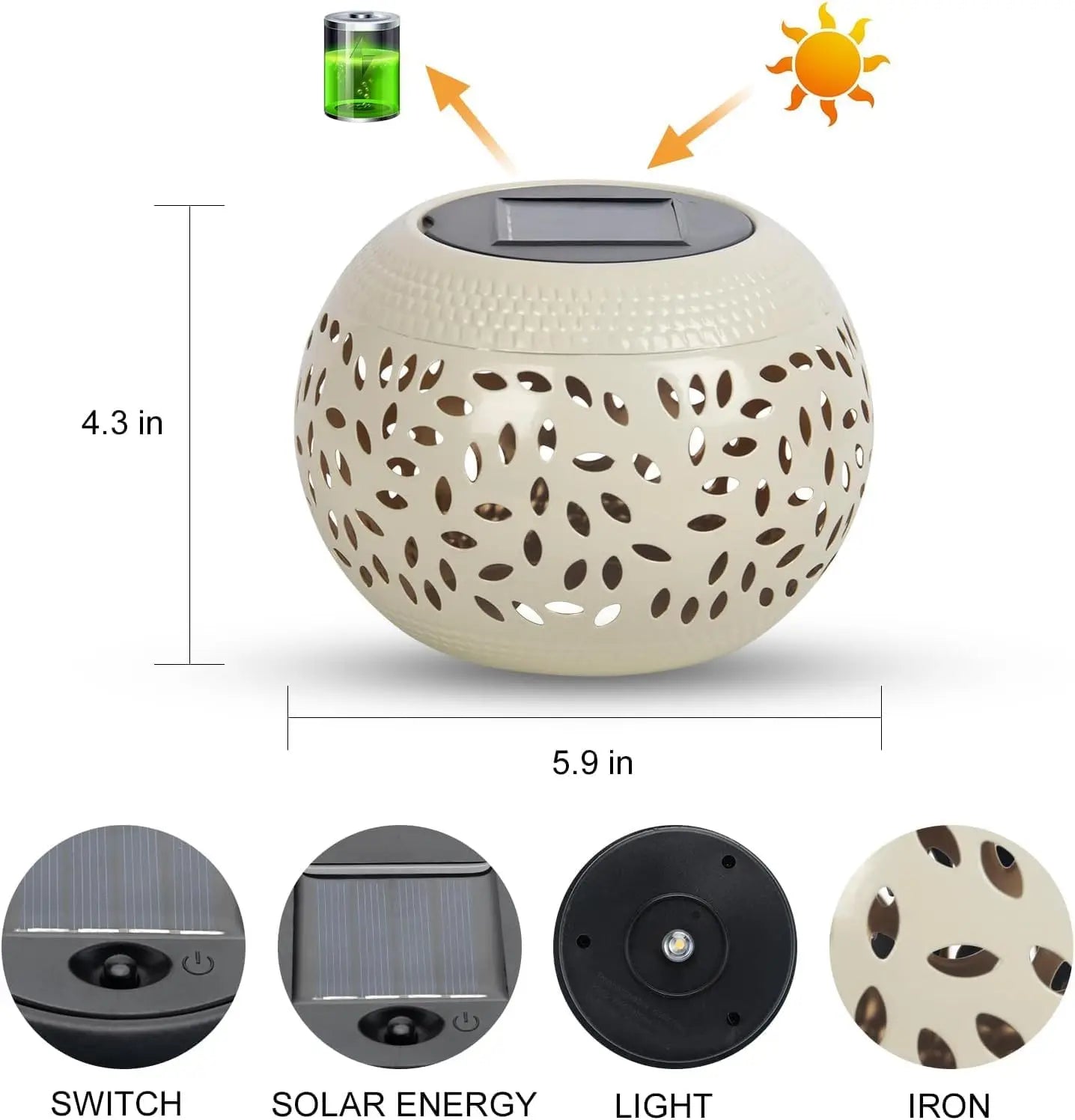 Solar Table Light Outdoor LED Lantern For Patio Garden