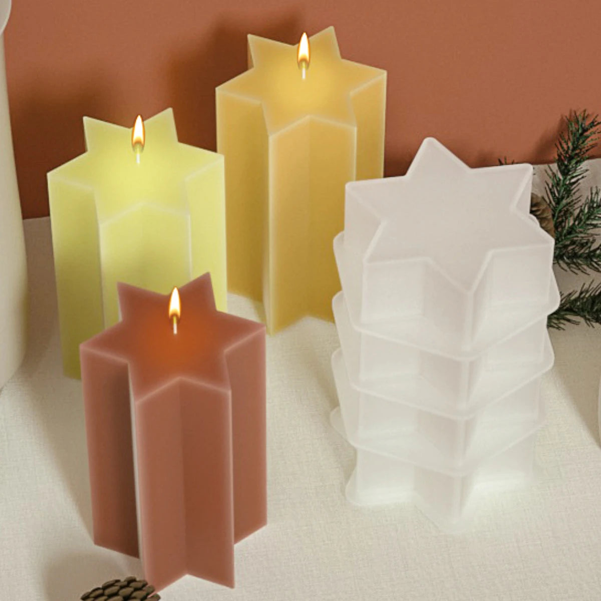 3D Hexagonal Column Silicone Candle Mould Geometric Polygon Pillar Soap Resin Mold Chocolate Ice Making Tool Desk Art Decor Gift