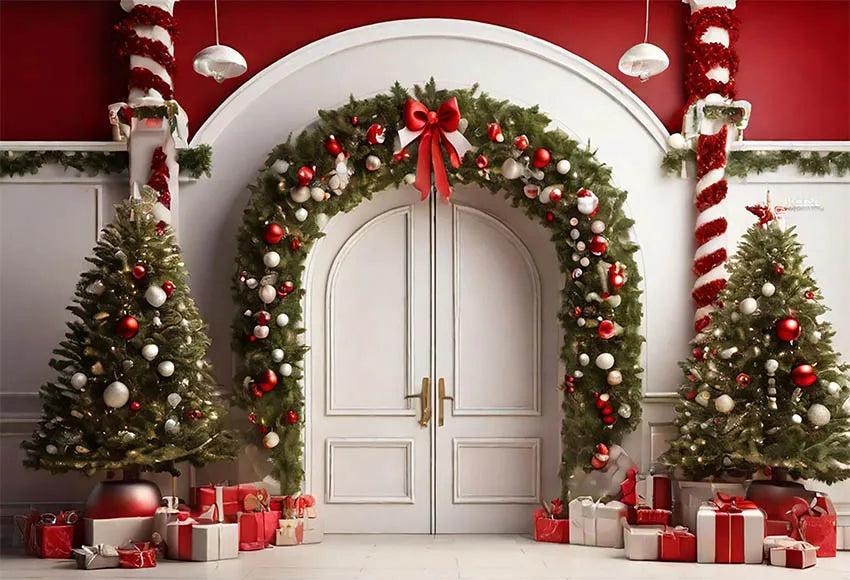 Mehofond Photography Backdrop Green Wall Christmas Trees For Kids Family Holiday Party Window Grunge Background Photo Studio