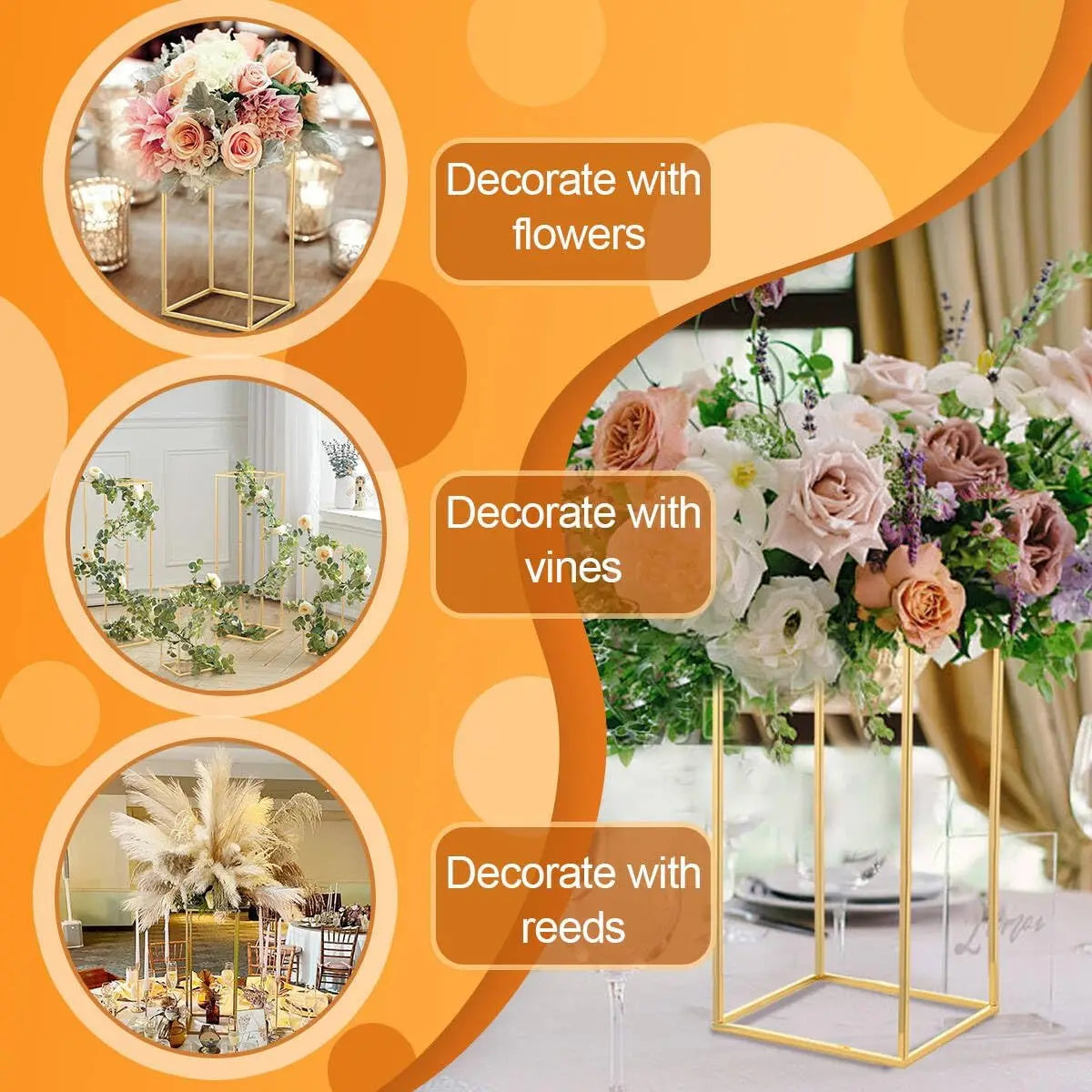 Hign-Concerned Wedding Table Centerpiece Metal Vase Set
