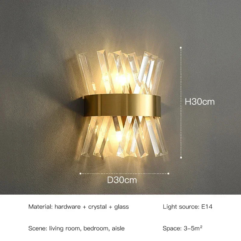 Modern LED Luxury Crystal Wall Lamps For Living Room Hall Foyer Hotel Indoor Home Art Decor Wall Sconces Gold Bedside Lights Wal