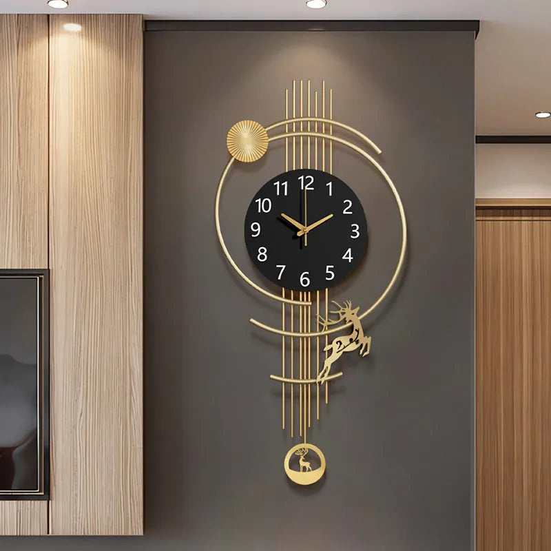 Luxury Modern Minimalist Wall Clock Living Room Large Creative Metal Silent Creative Round Kitchen Dining Room Wall Art Decor
