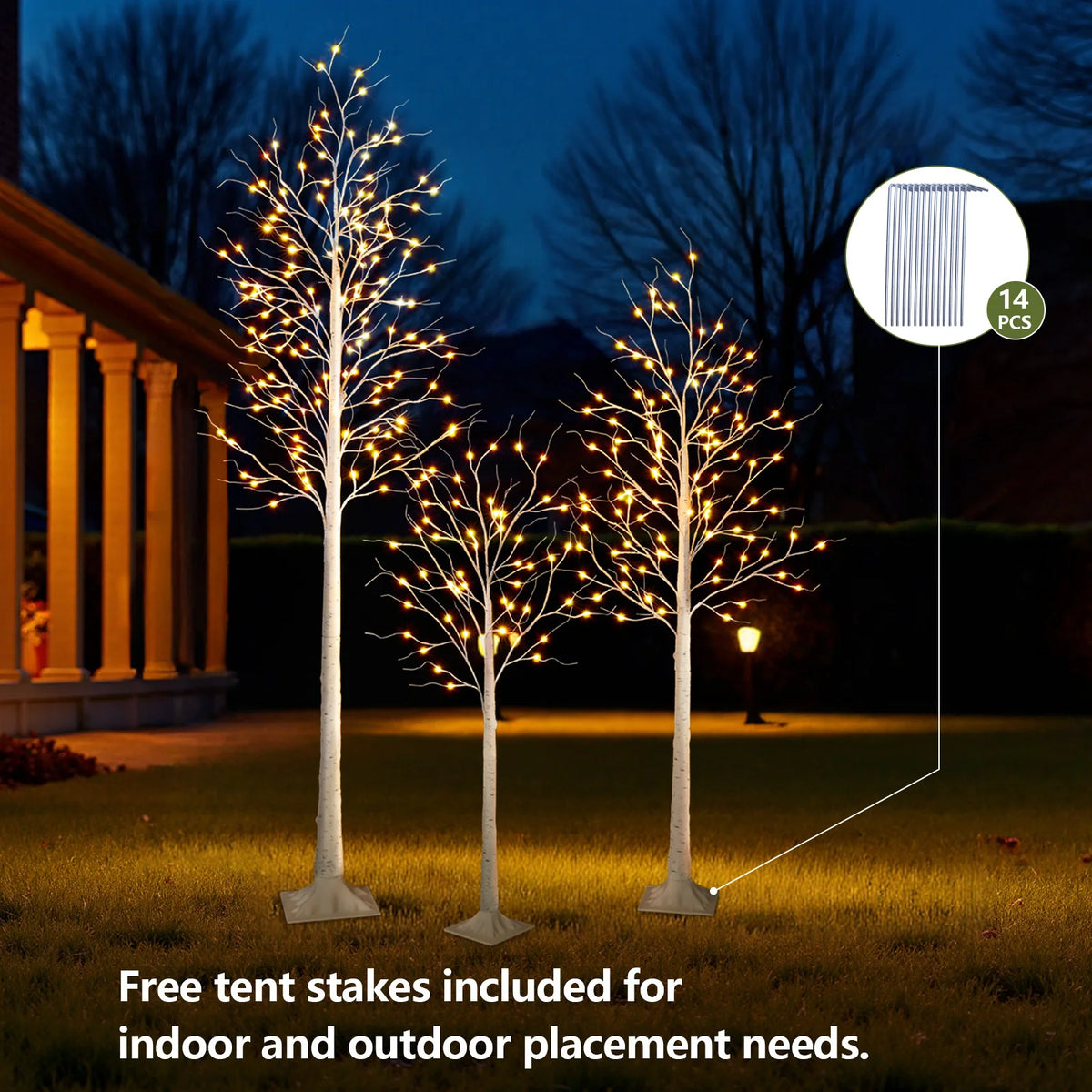 DR.PLANZEN Lighted Birch Tree with Lights for Home Decor