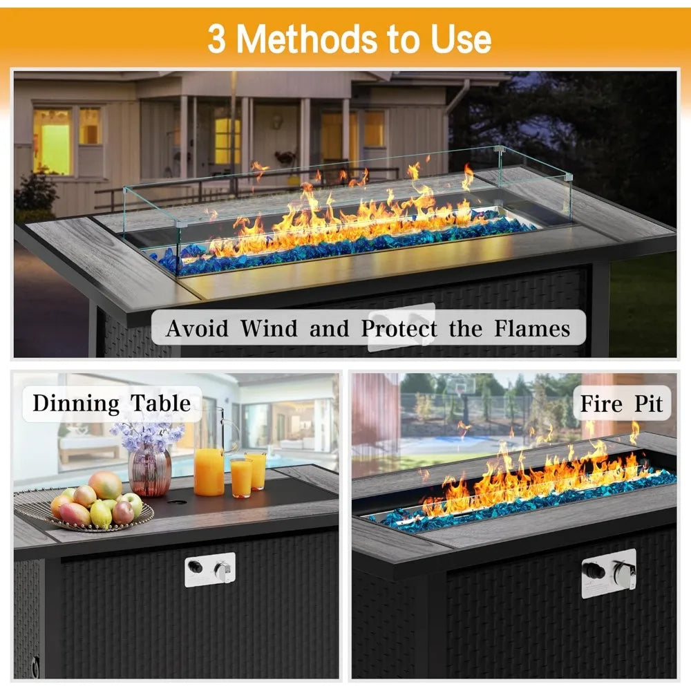 Meilocar Propane Fire Table 50000 BTU Fire Pit 3 In 1