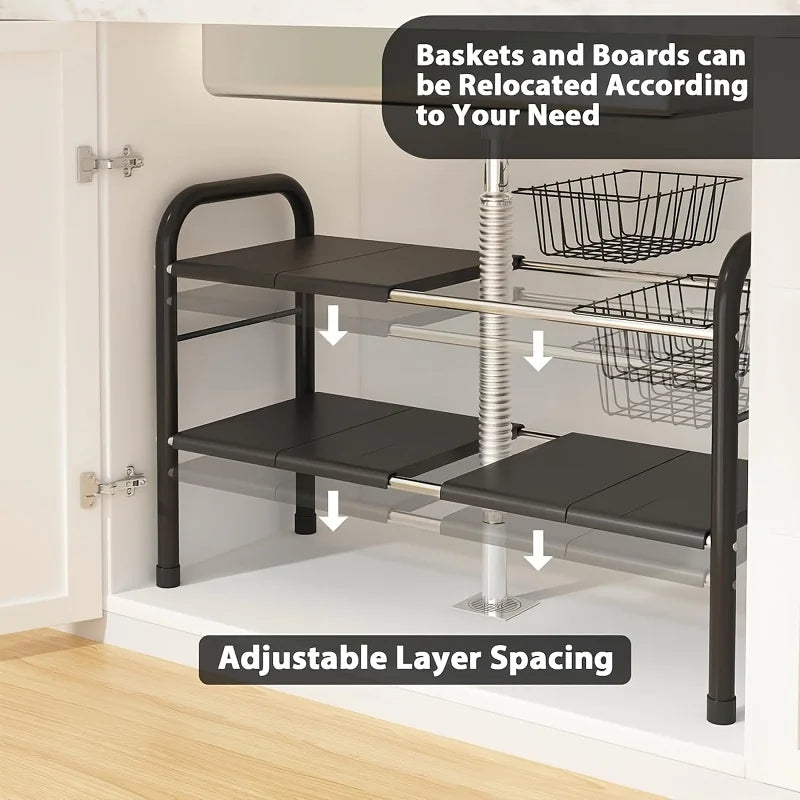 Homefish Dual Tier Under Sink Organizer Shelves Kitchen