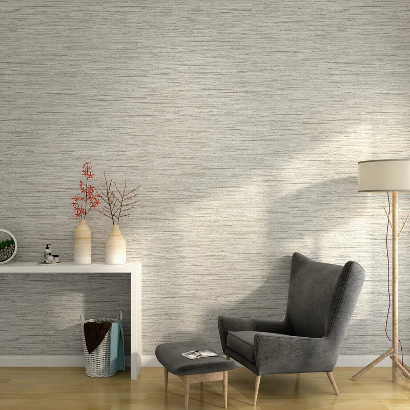 Modern Simple Solid Color Straw Linen Wallpaper Non-woven Grey Wall Paper Roll Living Room Bedroom TV Background Wall Home Decor