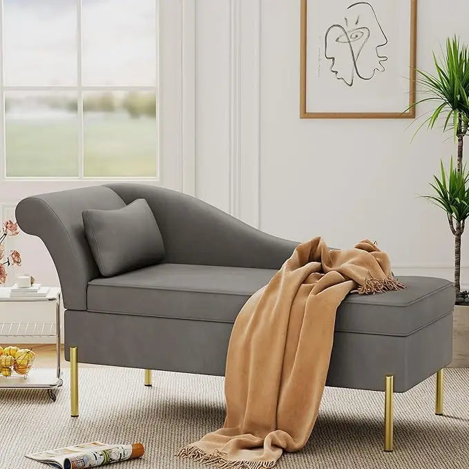 Velvet Chaise Lounge with Storage Function, Modern Upholstered Tufted Chaise Lounge, Indoor Sofa/recliner