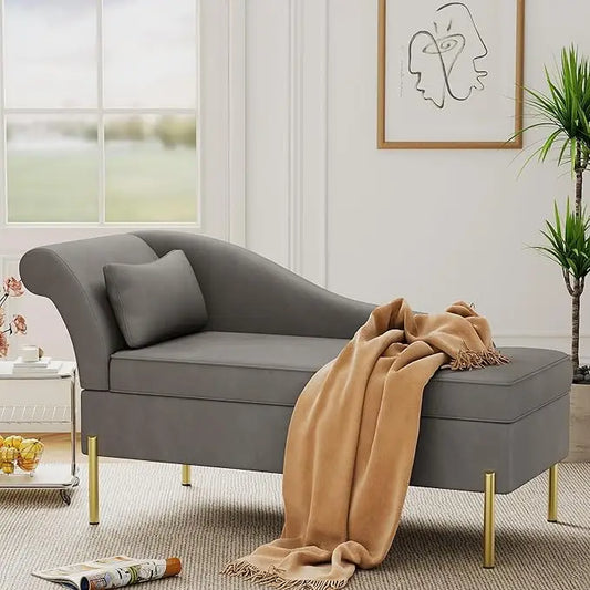 Velvet Chaise Lounge with Storage Function, Modern Upholstered Tufted Chaise Lounge, Indoor Sofa/recliner