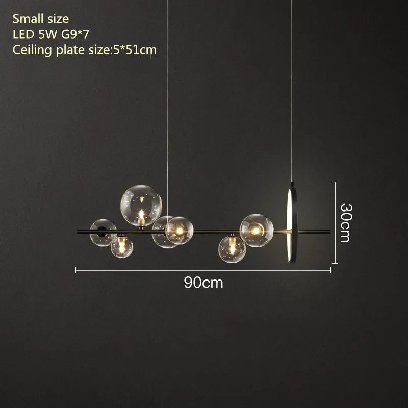 Round Glass Bubbles Chandelier For Living Room Dining Room Kitchen Table Bedroom Modern Glass Ball Pendant Lights Black