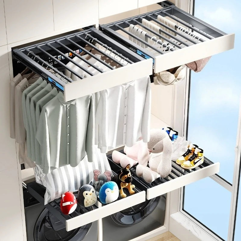 OEMG Retractable Pull Out Clothes Drying Rack For Balcony