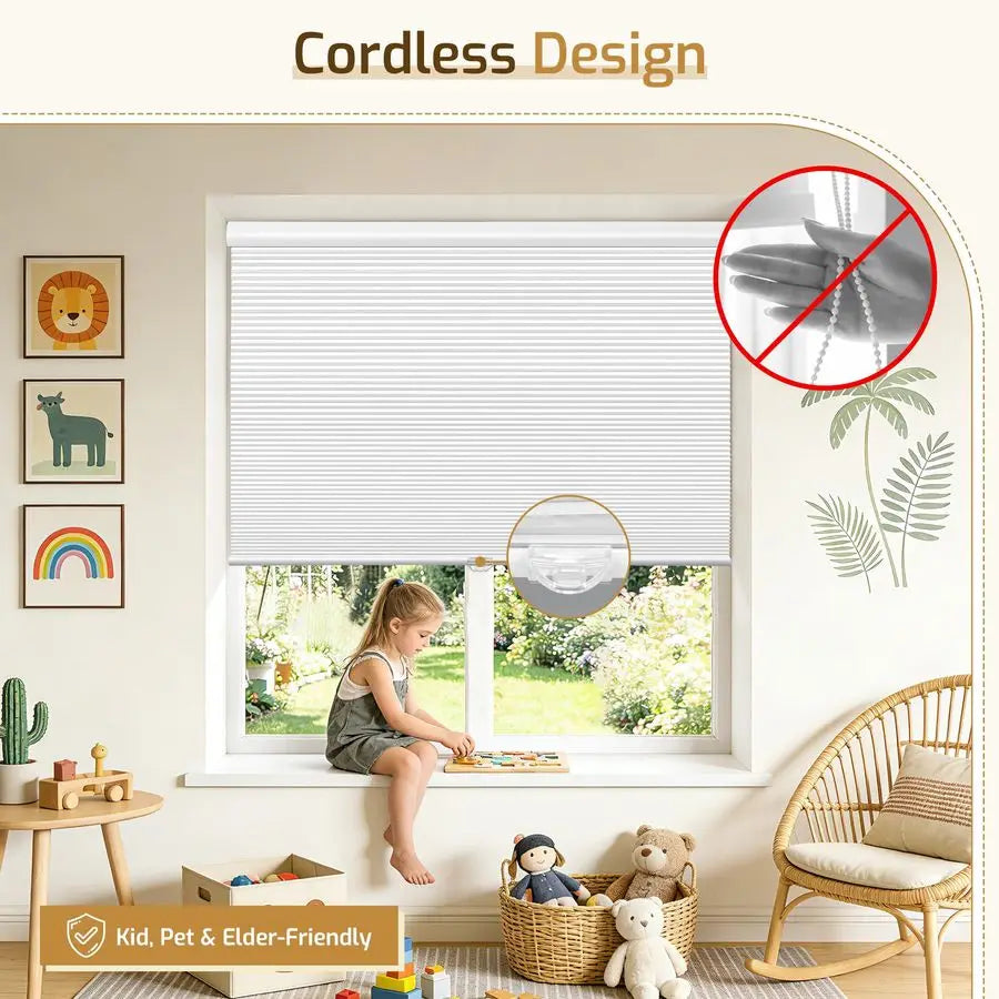Shades Cordless Blinds Cellular Fabric Blinds Honeycomb Door Window Shades 34x64, WhiteWhite