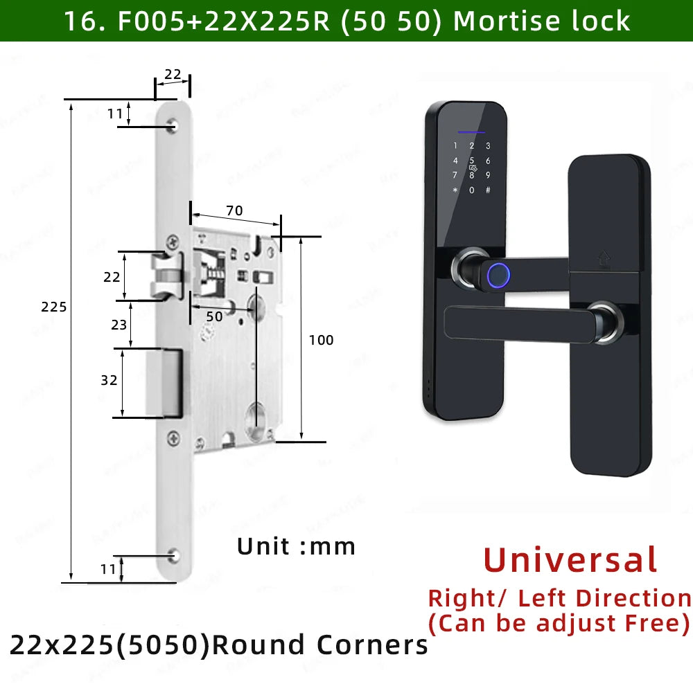 RAYKUBE F005 IP65 Waterproof Tuya Wifi Lock Electronic Smart Door Lock With Fingerprint/Smart Card/Password/Key/APP Unlock