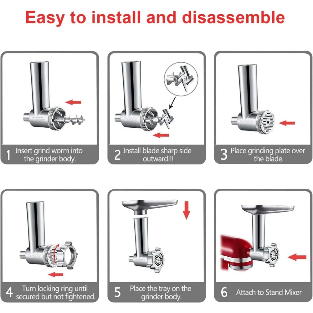 Meat Grinder Attachment for Stand Mixers with Four Plates