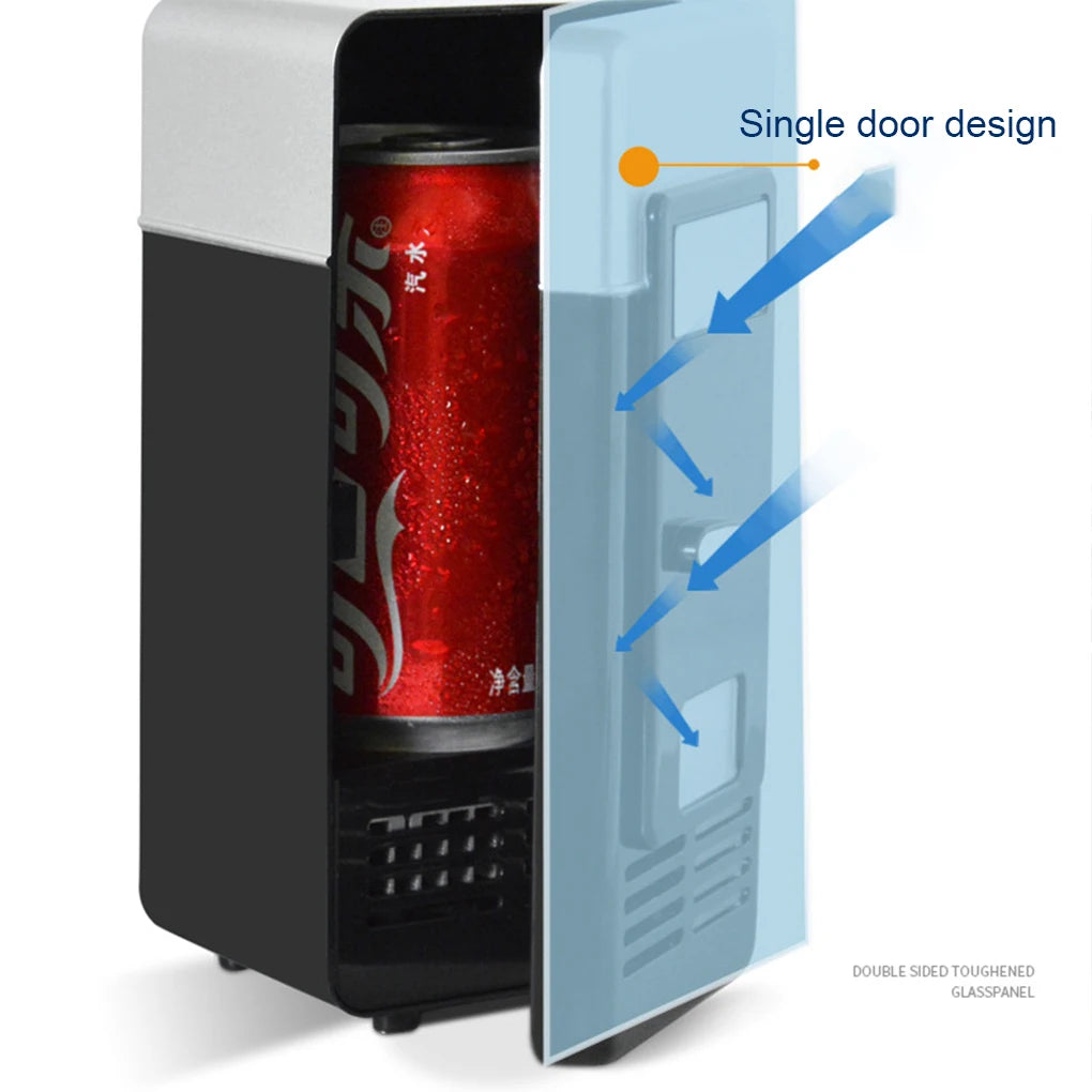 Portable 5V Desktop USB Electric Refrigerator Multi-functional Classic Practical Mini Car Beverage Cooling Fridge