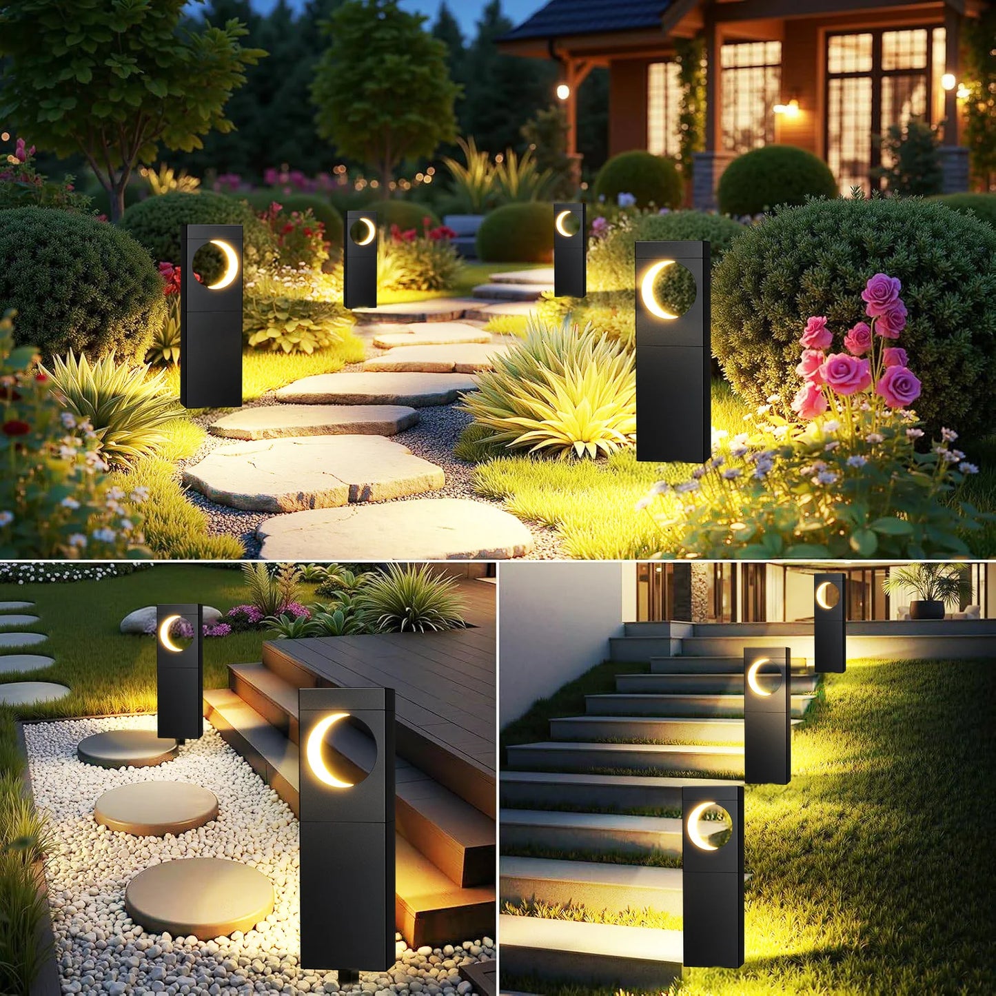 Solar Pathway Lights 4 Pack Auto On Off LED Outdoor Decor