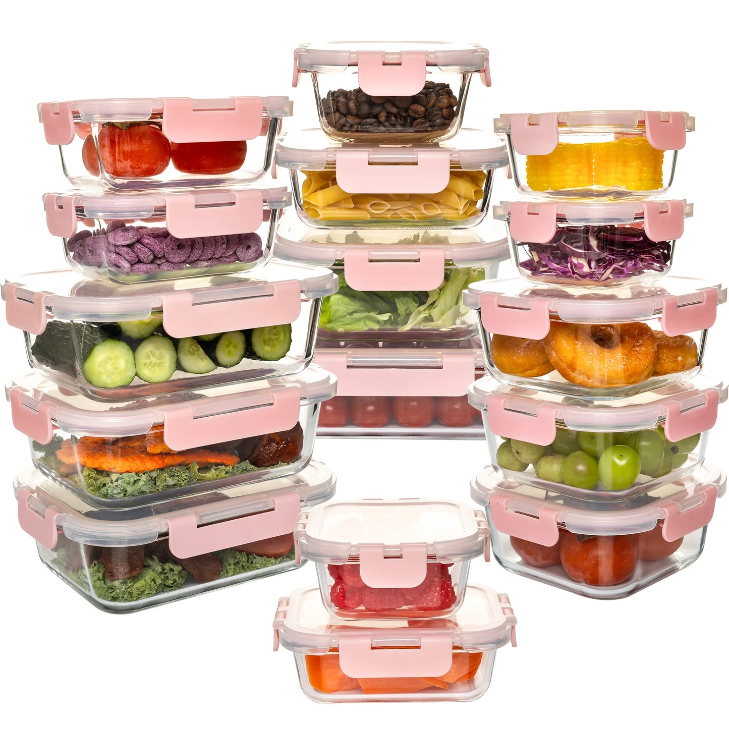 16 Piece Glass Food Storage Containers Airtight Leakproof