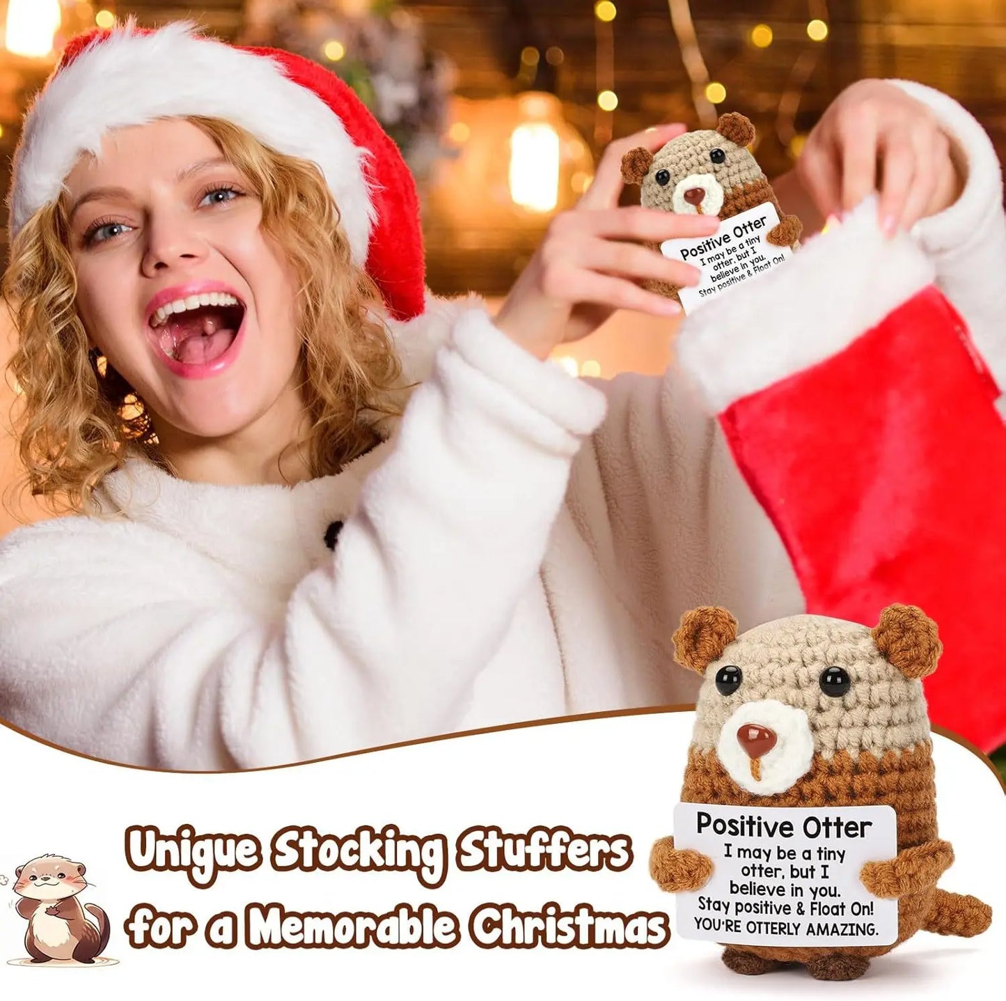 Positive Crochet Animals Christmas Birthday Gifts for Women Men Emotional Mom Dad Daughter Sister Friend Desk Home Fall Decor