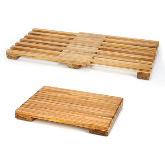 Color Teak Shower Mat DurableWeatherproof AdjustableLength NonSlip BathroomMat SpaSafe Outdoor