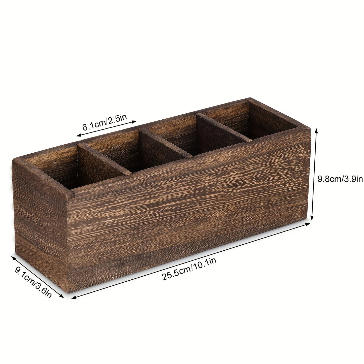 Wood Cutlery Caddy Kitchen Utensil Organizer with 4 Compartments Silverware Storage Kitchen Countertop Flatware Organizer