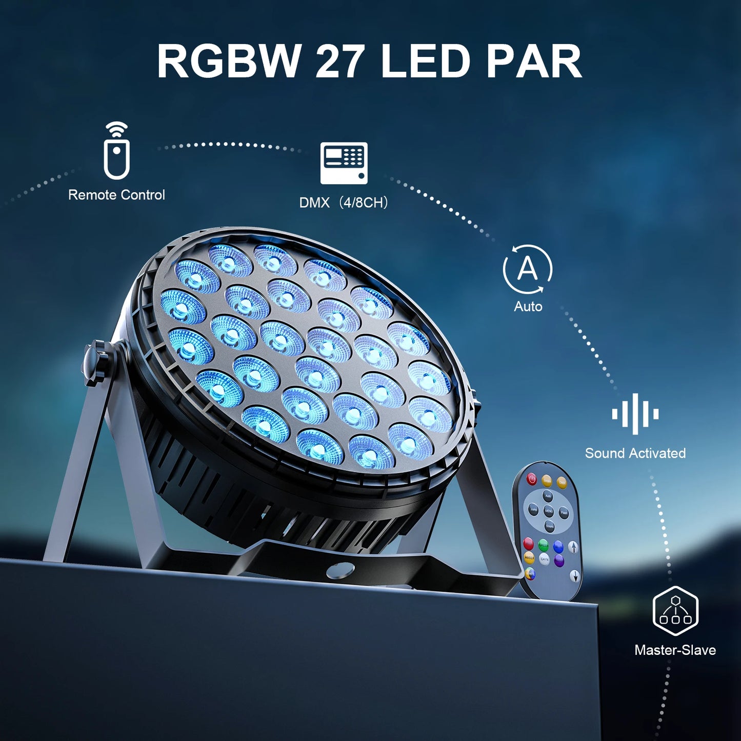 U'King 4Pcs LED Flat Par Lights DMX512 RGBW Stage Light