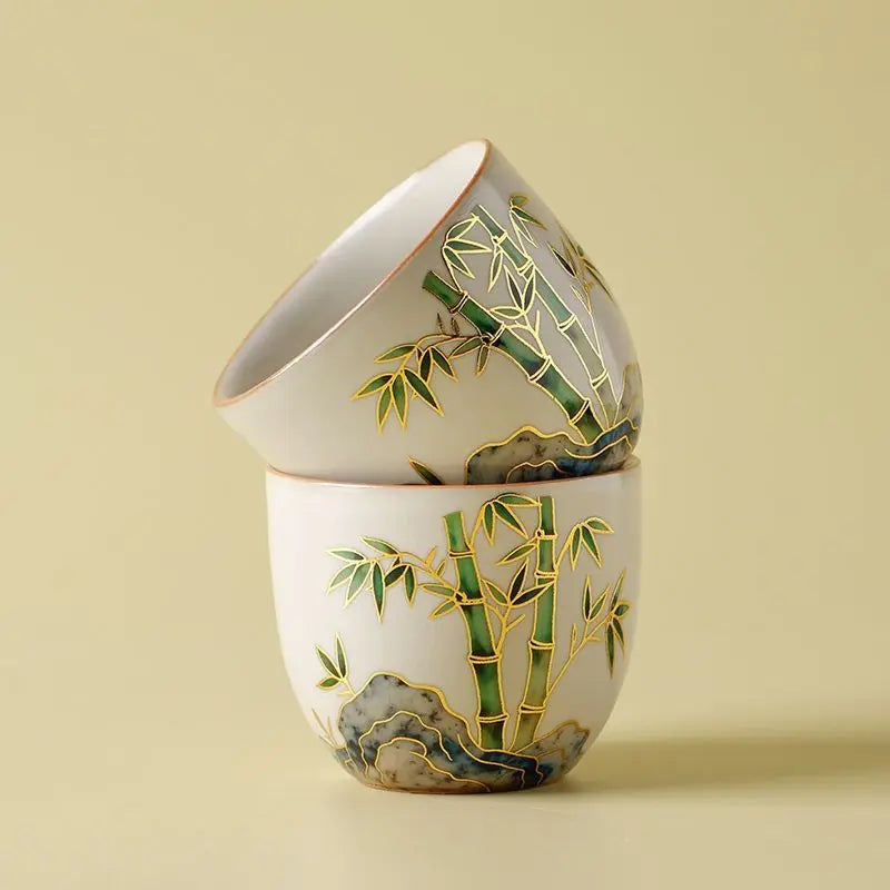 Gaiwan Tea Set 1 Gaiwan, 2 Cups, Hand-painted Ceramic, High-end Kung Fu Tea Set, Ru Kiln Teaware