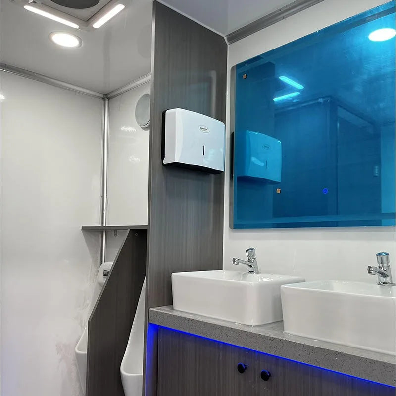 Portable Bathroom Trailer for Sale Mobile Luxury Restroom Trailer with Shower Vanity Sink for Glamping Outdoor Wedding