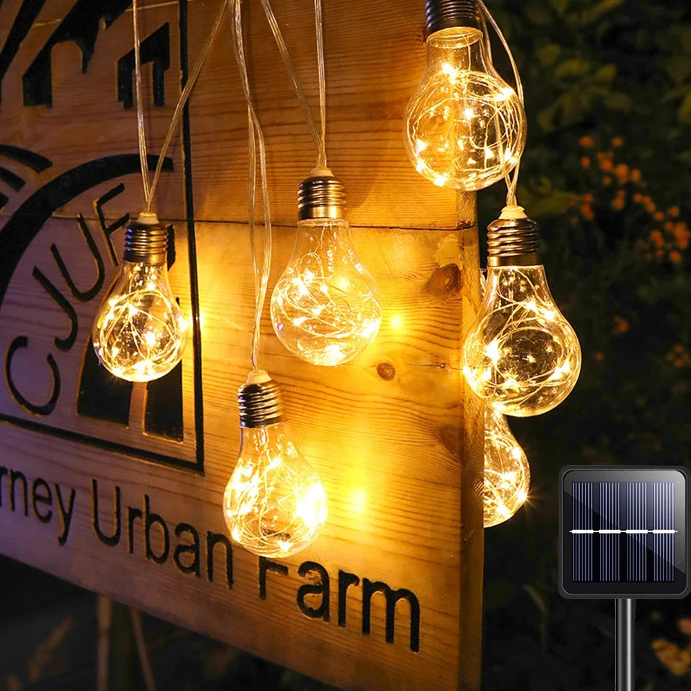 Outdoor Hanging LED Solar Lights IP44 Waterproof 30 Bulbs For Party Garden Home Patio Camping Decor Solar Lamp Bulb