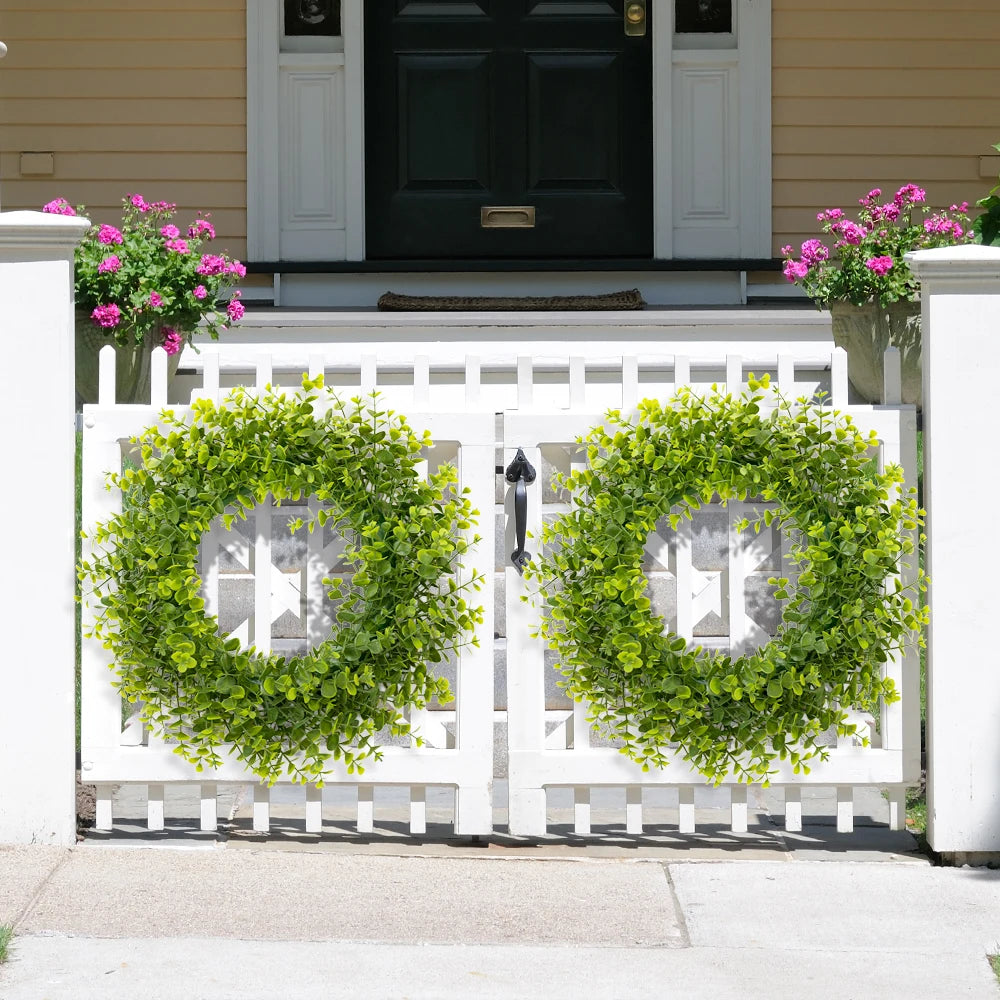 Large Boxwood Wreath for Home Front Door Porch Window Artificial Boxwood Leaves Greenery Outdoor Wreath for Farmhouse Wall Decor
